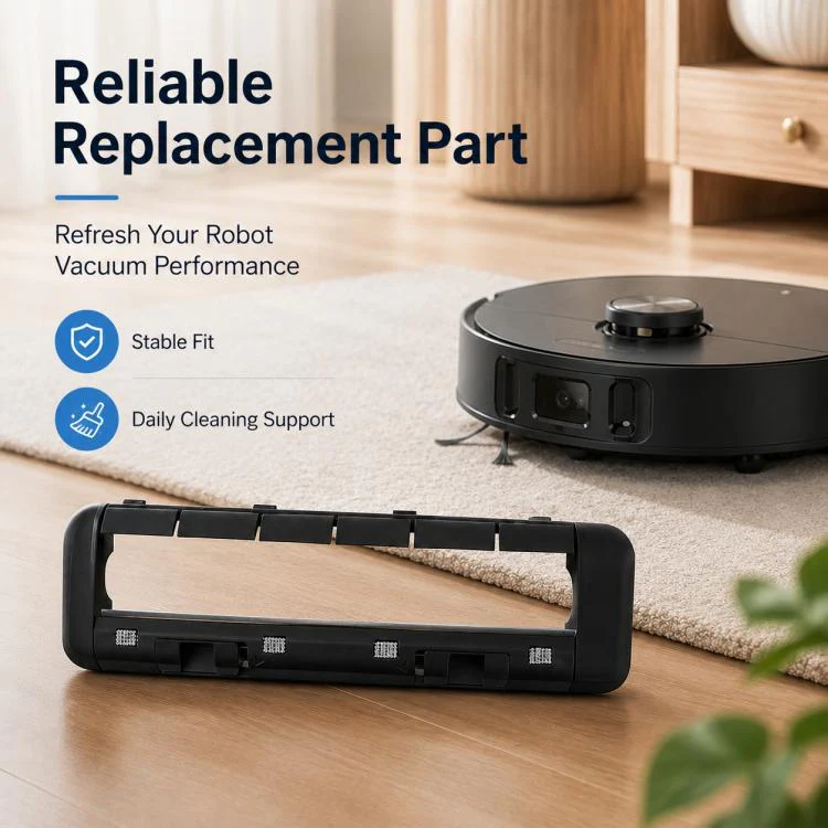 For Dreame X30 / S30 / S10 Series Robot Vacuum Cleaner Replacement Parts, Black Main Rubber Brush Cover - Image 8