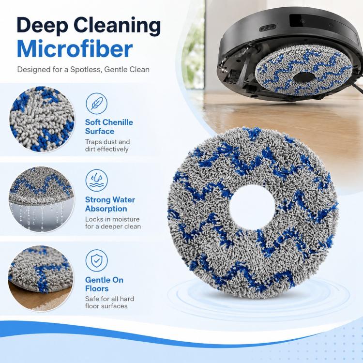 For Dreame X30 / S30 / S10 Series Robot Vacuum Cleaner Replacement Parts, Blue Striped Mop Pad - Image 3