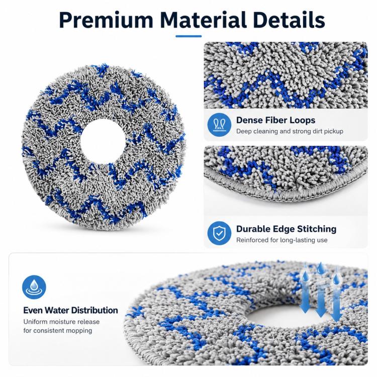 For Dreame X30 / S30 / S10 Series Robot Vacuum Cleaner Replacement Parts, Blue Striped Mop Pad - Image 6