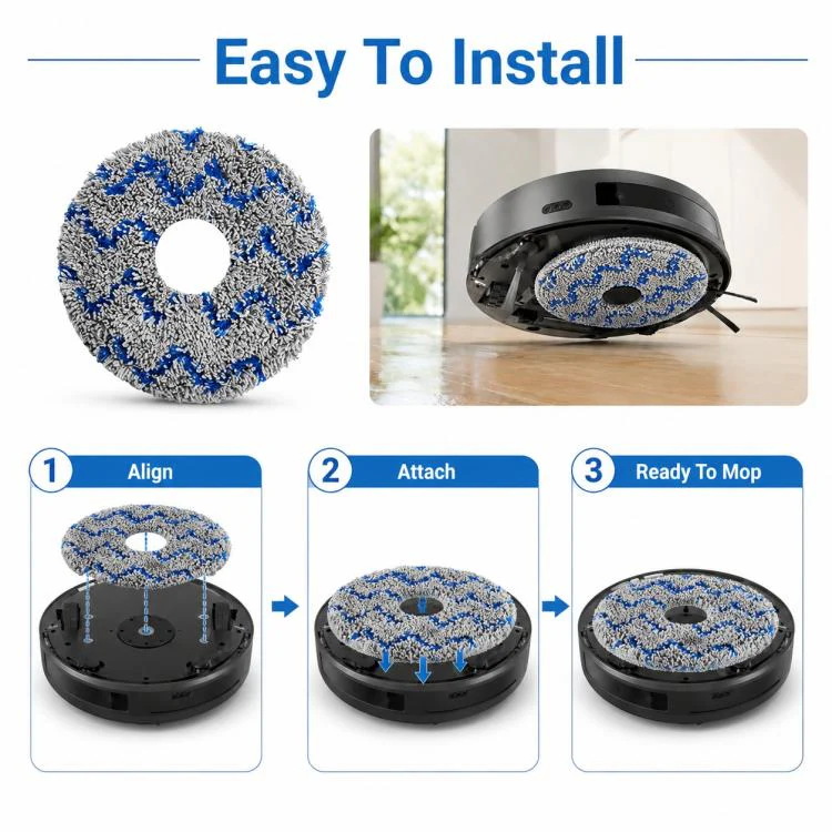 For Dreame X30 / S30 / S10 Series Robot Vacuum Cleaner Replacement Parts, Blue Striped Mop Pad - Image 8