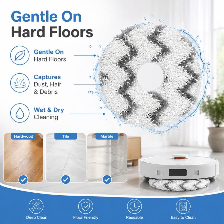 For Dreame X30 / S30 / S10 Series Robot Vacuum Cleaner Replacement Parts, White Striped Mop Pad - Image 4