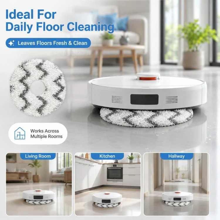 For Dreame X30 / S30 / S10 Series Robot Vacuum Cleaner Replacement Parts, White Striped Mop Pad - Image 8