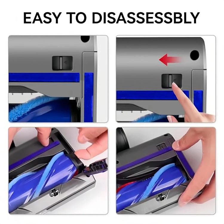 For Dyson V12 Slim/V10 Slim Replacement Cleaner Head Anti-Tangle V-Shaped Rolling Brush & Soft Plush Roller Set - Image 4