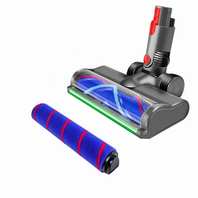 For Dyson V15/V11/V10/V8/V7 Replacement Cleaner Head Anti-Tangle V-Shaped Rolling Brush & Soft Plush Roller Set