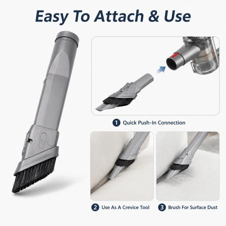 For Dyson V6 / DC35 / DC47 / DC52 / DC63 Vacuum Cleaner Accessories, Retractable Stiff Bristle Narrow Brush Head - Image 6