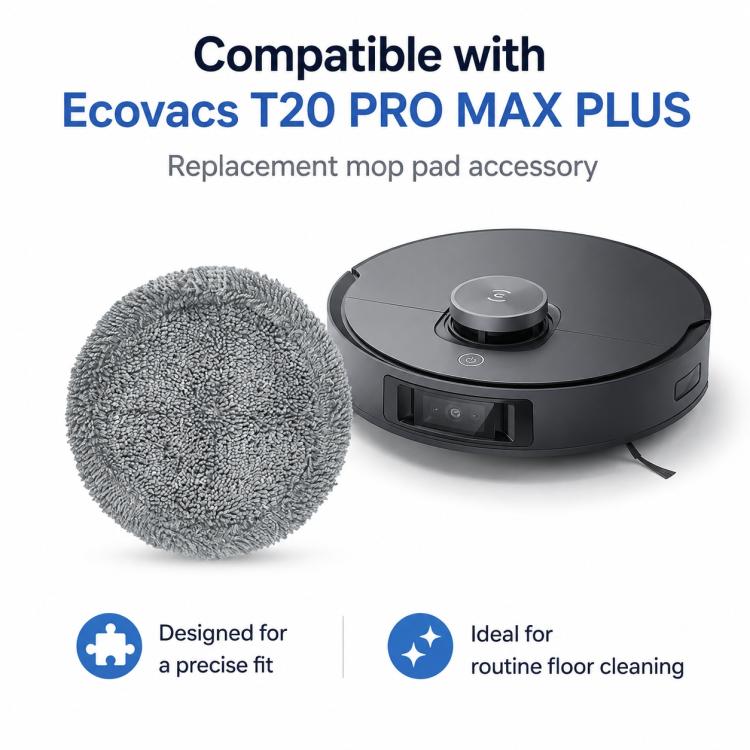 For Ecovacs DEEBOT T20 Pro / T20 Max / T20 Replacement Parts, Full-Fiber Gray Mop Pad - Image 8