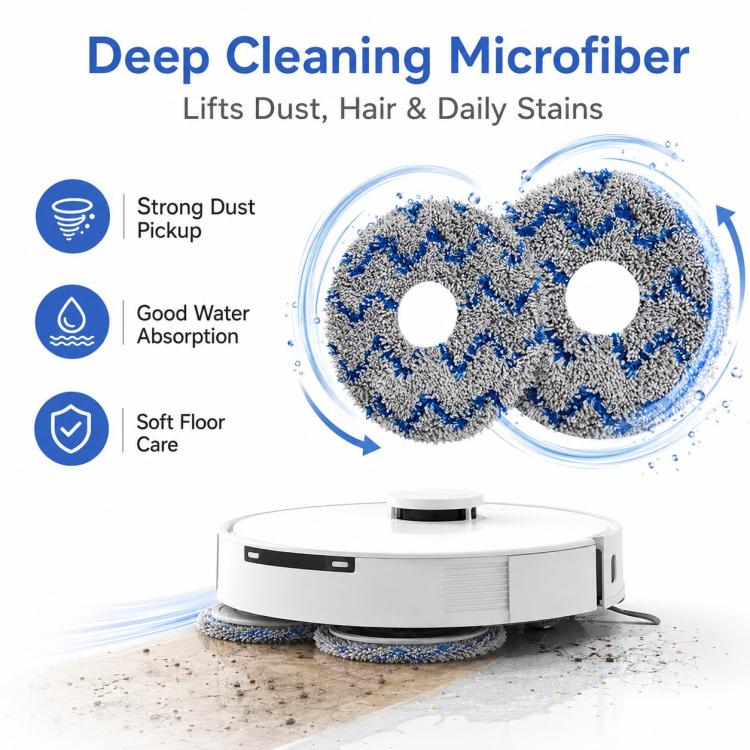 For Ecovacs DEEBOT X1 OMNI / X1 TURBO / X1S PRO Replacement Parts, Blue Striped Mop Pad - Image 4