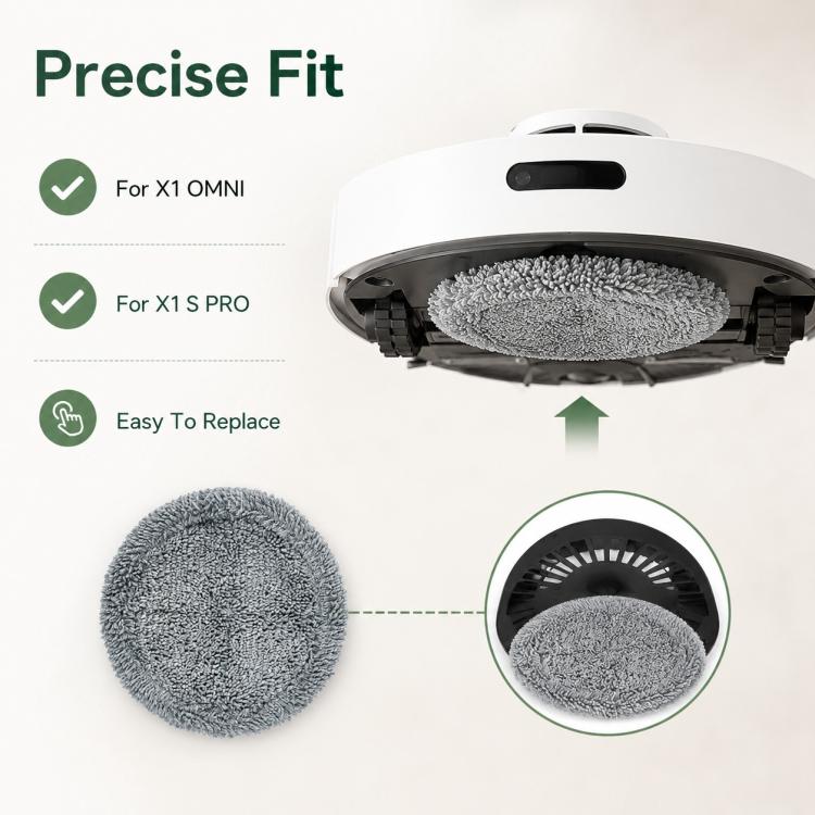 For Ecovacs DEEBOT X1 OMNI / X1 TURBO / X1S PRO Replacement Parts, Full-Fiber Gray Mop Pad - Image 6