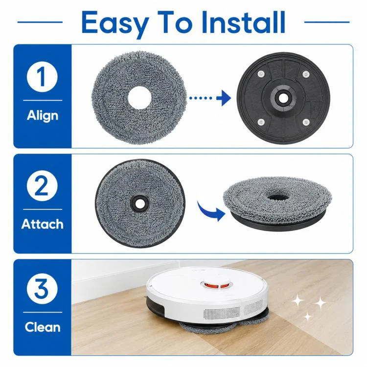 For Ecovacs DEEBOT X1 OMNI / X1 TURBO / X1S PRO Replacement Parts, Grey Mop Pad - Image 5
