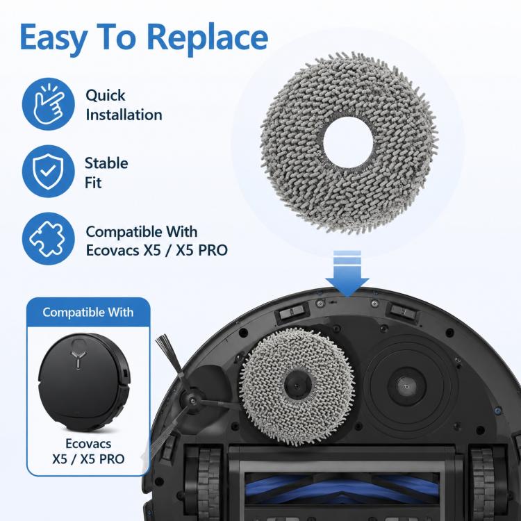 For Ecovacs DEEBOT X5 / X5 Pro / X5 Max / X5 Pro Plus Replacement Parts, Mop Pad - Image 8