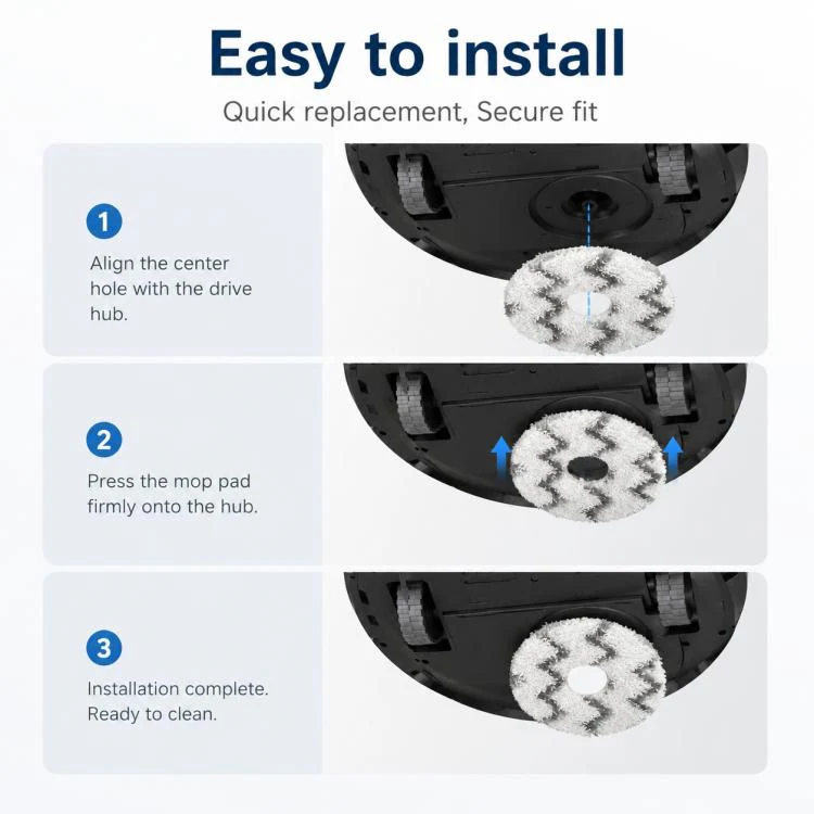 For Ecovacs DEEBOT X5 / X5 Pro / X5 Max / X5 Pro Plus Replacement Parts, White Striped Mop Pad - Image 7