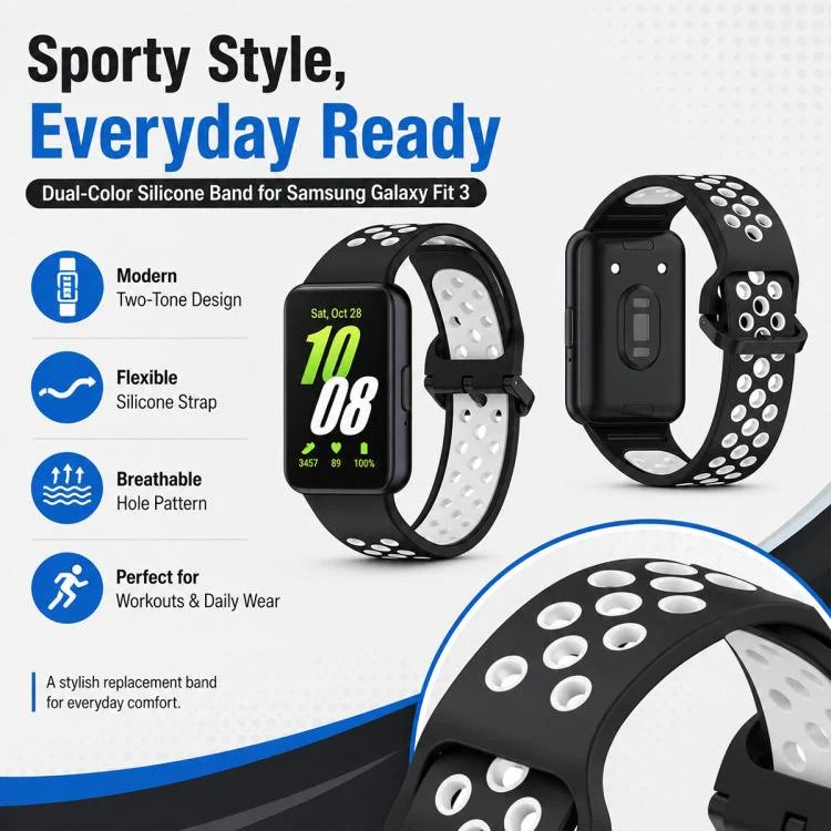 For Galaxy Fit3 5 Pack xDfind Two Color Silicone Breathable Watch Band - Image 6