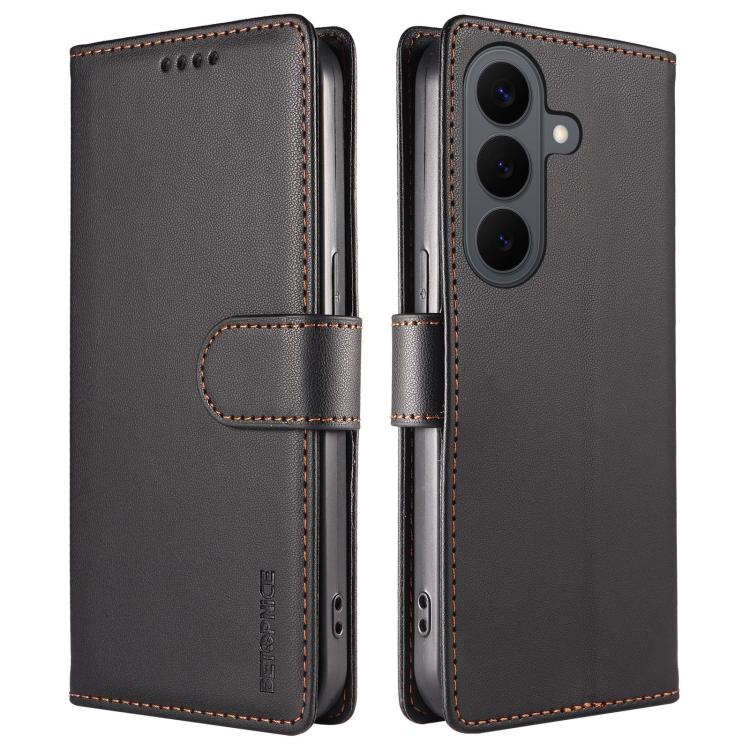 For Galaxy S26 5G BETOPNICE Pearlescent RFID Vegan Leather Phone Case with Strap(Black) - Image 2