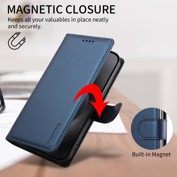 For Galaxy S26 5G BETOPNICE Pearlescent RFID Vegan Leather Phone Case with Strap(Blue) - Image 4