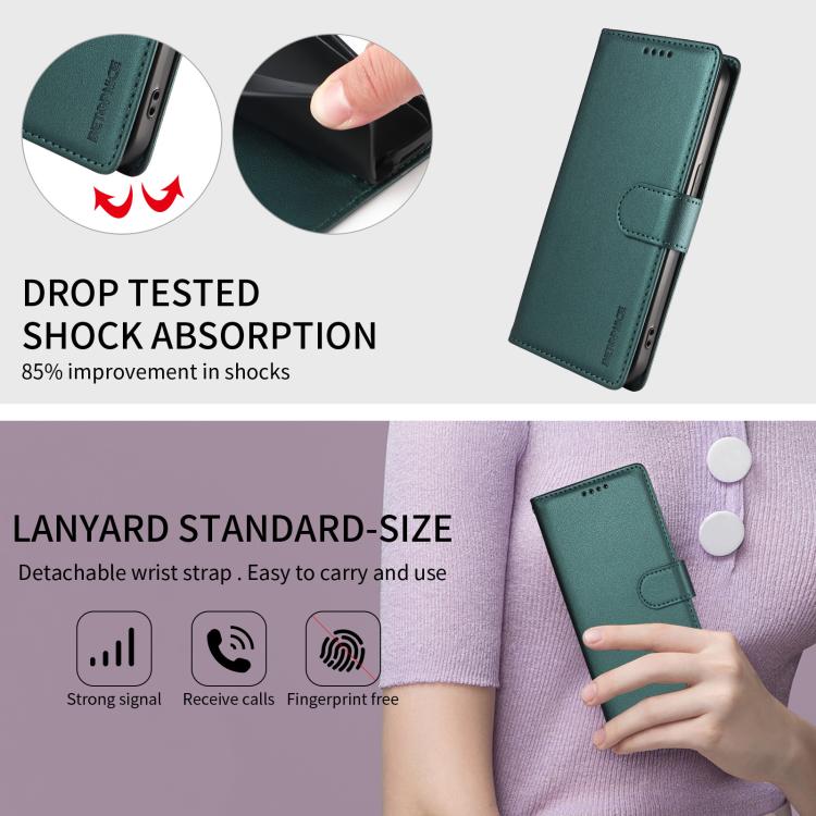 For Galaxy S26 5G BETOPNICE Pearlescent RFID Vegan Leather Phone Case with Strap(Green) - Image 9