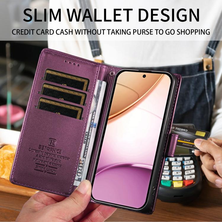 For Galaxy S26 5G BETOPNICE Pearlescent RFID Vegan Leather Phone Case with Strap(Purple) - Image 3