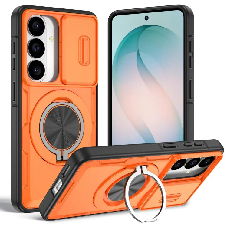 For Galaxy S26 5G Camshield Rotation Holder MagSafe Phone Case(Orange)