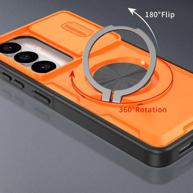 For Galaxy S26 5G Camshield Rotation Holder MagSafe Phone Case(Orange) - Image 3