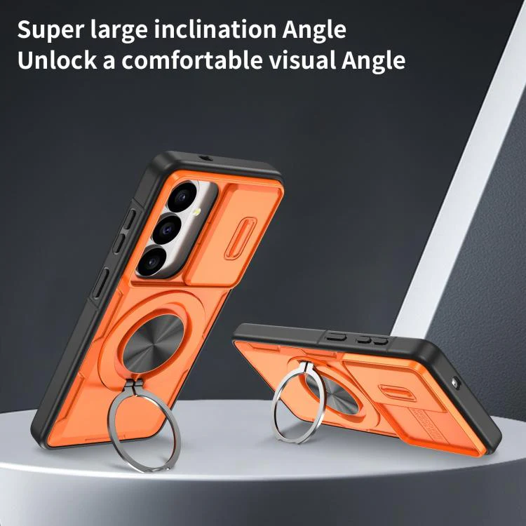 For Galaxy S26 5G Camshield Rotation Holder MagSafe Phone Case(Orange) - Image 4