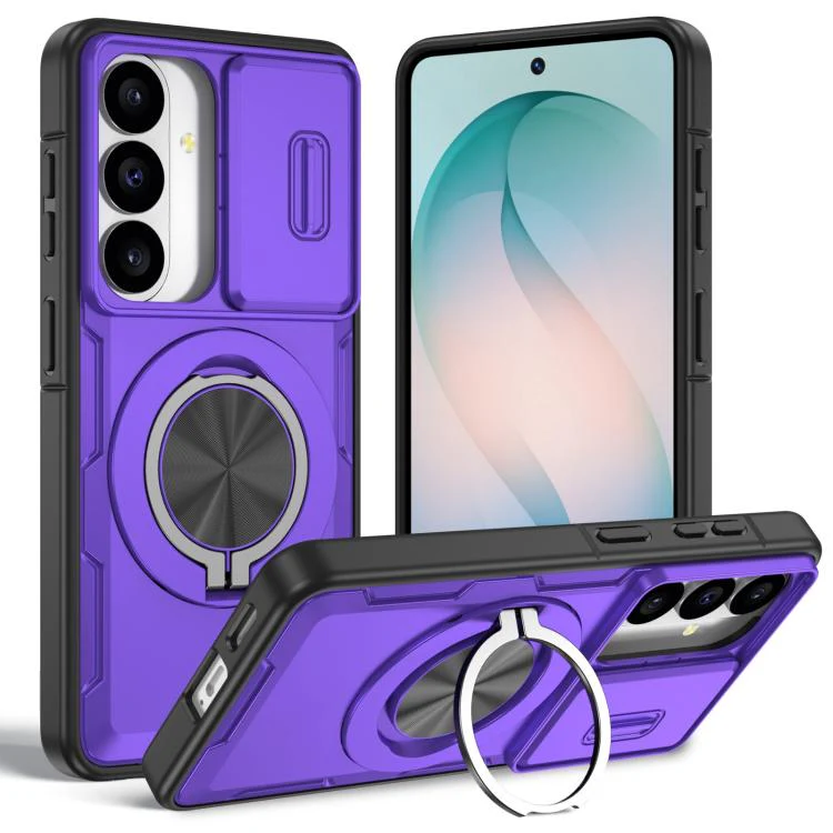 For Galaxy S26 5G Camshield Rotation Holder MagSafe Phone Case(Purple)