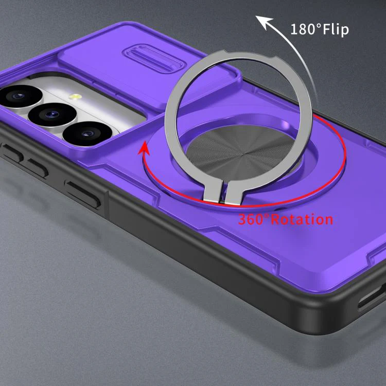 For Galaxy S26 5G Camshield Rotation Holder MagSafe Phone Case(Purple) - Image 3
