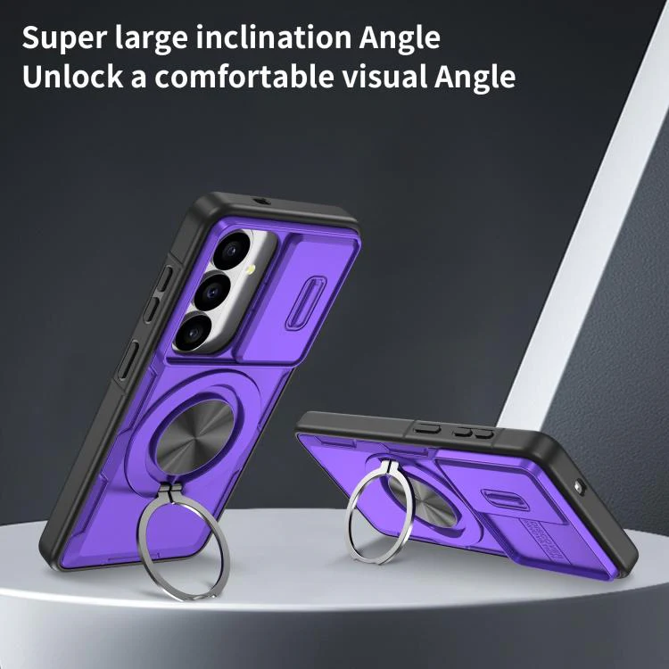 For Galaxy S26 5G Camshield Rotation Holder MagSafe Phone Case(Purple) - Image 4