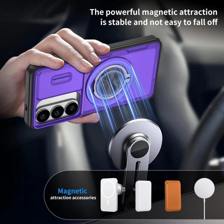 For Galaxy S26 5G Camshield Rotation Holder MagSafe Phone Case(Purple) - Image 8