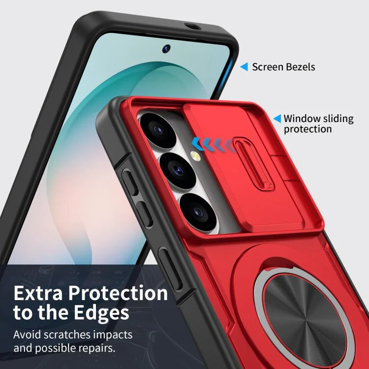 For Galaxy S26 5G Camshield Rotation Holder MagSafe Phone Case(Red) - Image 5