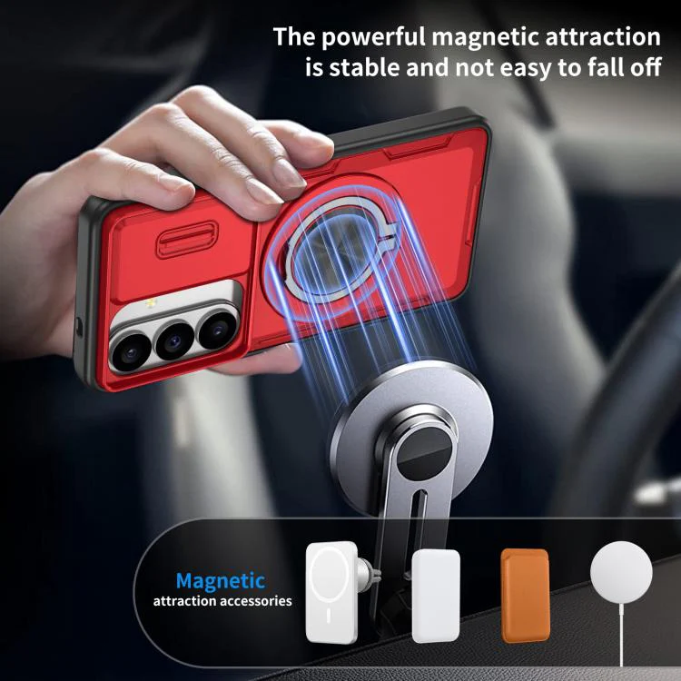 For Galaxy S26 5G Camshield Rotation Holder MagSafe Phone Case(Red) - Image 8