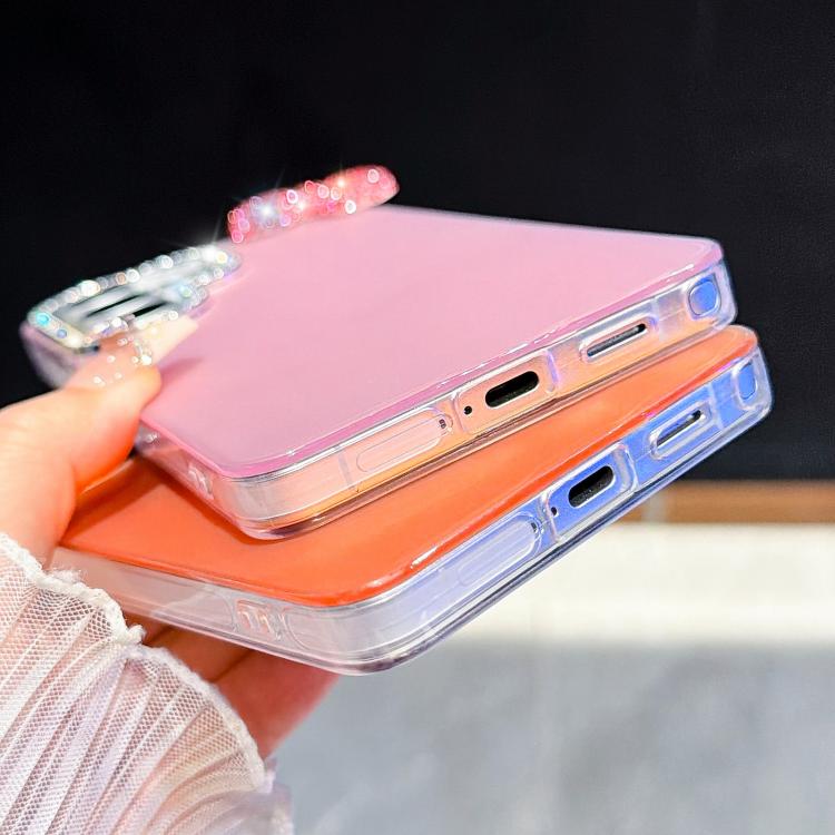 For Galaxy S26+ 5G Cute Bowknot Dopamine Color Skin-Friendly IMD Phone Case with Beaded Wrist Strap(Orange) - Image 5
