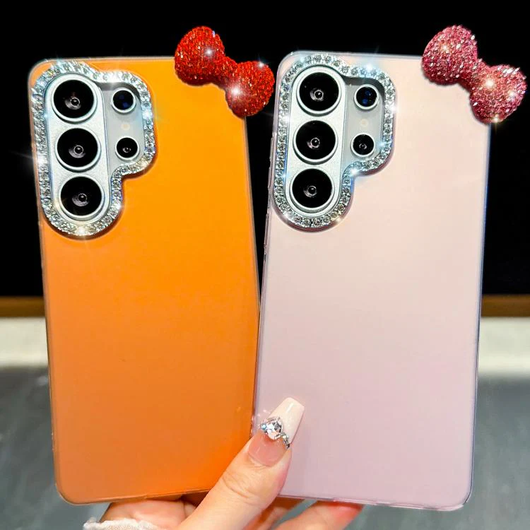 For Galaxy S26 5G Cute Bowknot Dopamine Color Skin-Friendly IMD Phone Case with Beaded Wrist Strap(Orange) - Image 3