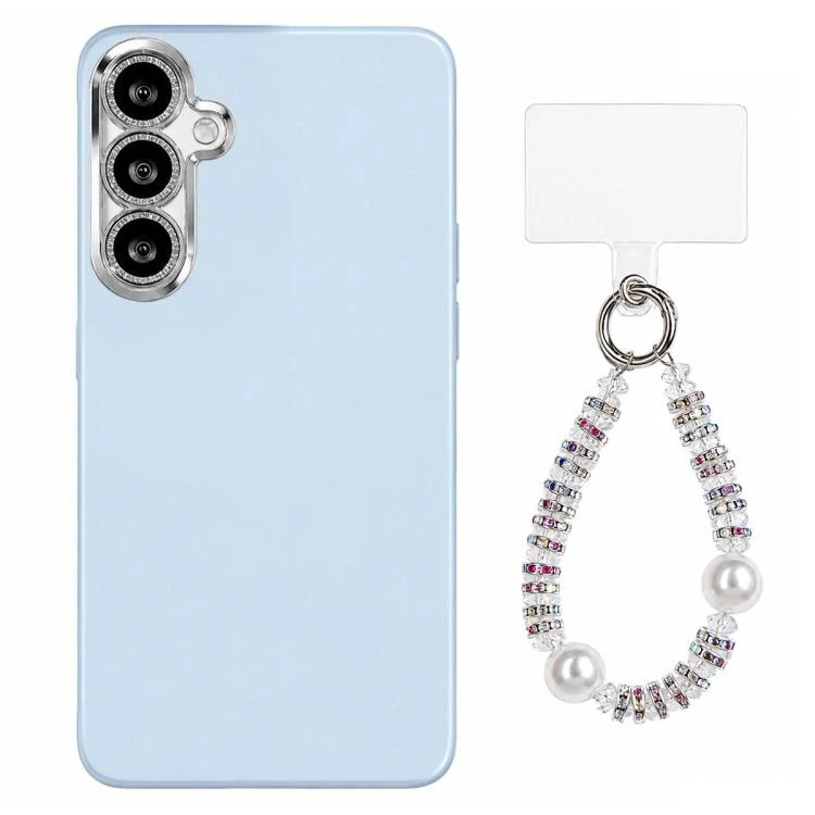 For Galaxy S26+ 5G Dopamine Color Skin-Friendly IMD Phone Case with Beaded Wrist Strap(Blue)