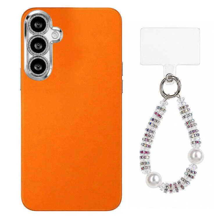 For Galaxy S26+ 5G Dopamine Color Skin-Friendly IMD Phone Case with Beaded Wrist Strap(Orange)