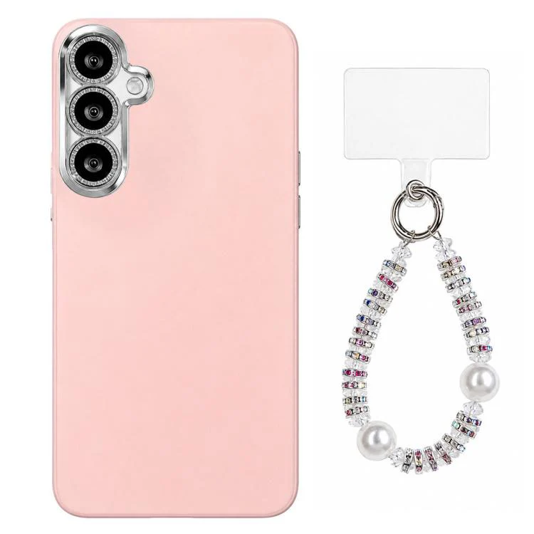 For Galaxy S26 5G Dopamine Color Skin-Friendly IMD Phone Case with Beaded Wrist Strap(Pink)