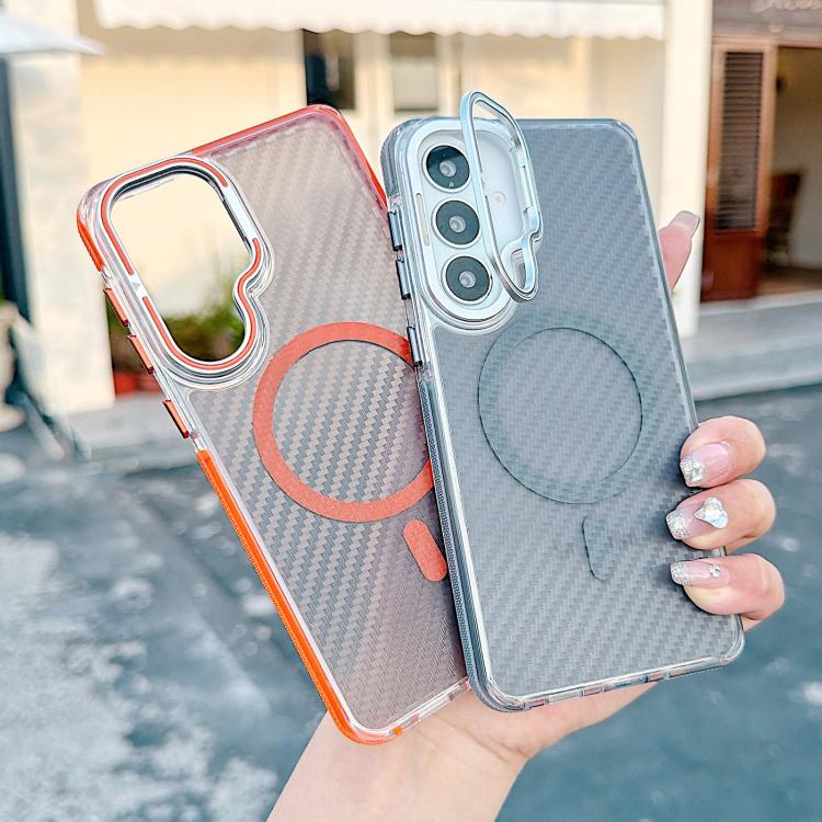 For Galaxy S26+ 5G Dual-Color Carbon Fiber Texture Lens Kickstand Magnetic Phone Case(Black) - Image 3