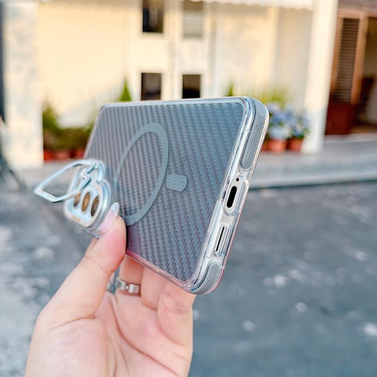 For Galaxy S26+ 5G Dual-Color Carbon Fiber Texture Lens Kickstand Magnetic Phone Case(Black) - Image 5
