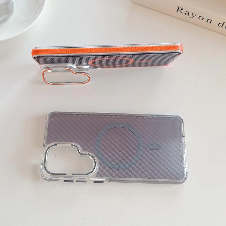 For Galaxy S26+ 5G Dual-Color Carbon Fiber Texture Lens Kickstand Magnetic Phone Case(Black) - Image 7