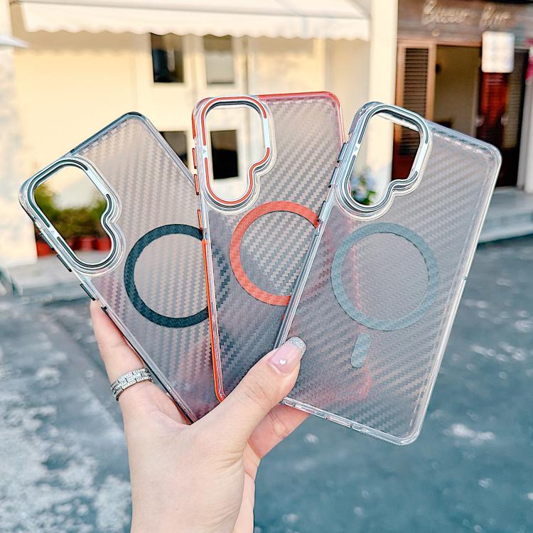 For Galaxy S26+ 5G Dual-Color Carbon Fiber Texture Lens Kickstand Magnetic Phone Case(Gray) - Image 2
