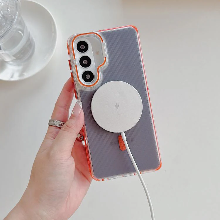 For Galaxy S26+ 5G Dual-Color Carbon Fiber Texture Lens Kickstand Magnetic Phone Case(Gray) - Image 6