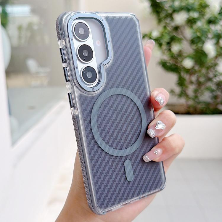 For Galaxy S26+ 5G Dual-Color Carbon Fiber Texture Magsafe Phone Case(Gray)