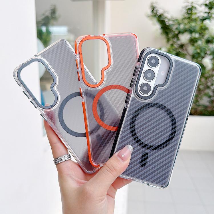 For Galaxy S26 5G Dual-Color Carbon Fiber Texture Magsafe Phone Case(Orange) - Image 2
