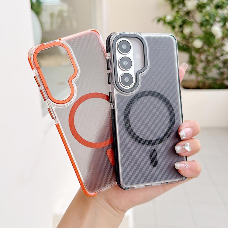 For Galaxy S26 5G Dual-Color Carbon Fiber Texture Magsafe Phone Case(Orange) - Image 3