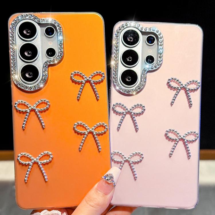For Galaxy S26+ 5G Electroplated Bowknot Dopamine Color Skin-Friendly IMD Phone Case with Beaded Wrist Strap(Blue) - Image 3