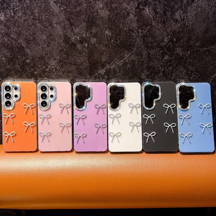 For Galaxy S26+ 5G Electroplated Bowknot Dopamine Color Skin-Friendly IMD Phone Case with Beaded Wrist Strap(Purple) - Image 2