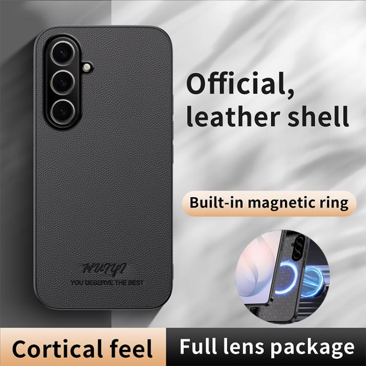 For Galaxy S26 5G HUIYI Leather Magnetic Phone Case(Blue) - Image 2