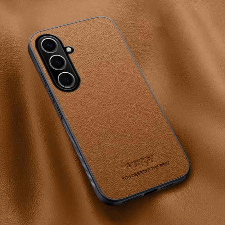 For Galaxy S26 5G HUIYI Leather Magnetic Phone Case(Brown)