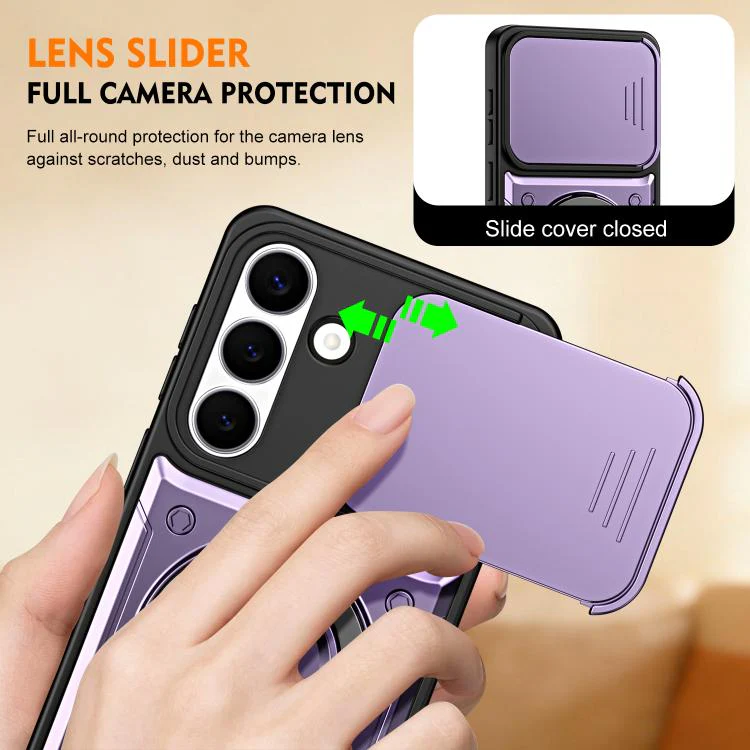 For Galaxy S26 5G Ring Holder Lens Slide Cover Phone Case(Blue) - Image 5
