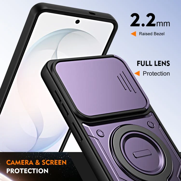 For Galaxy S26 5G Ring Holder Lens Slide Cover Phone Case(Blue) - Image 7
