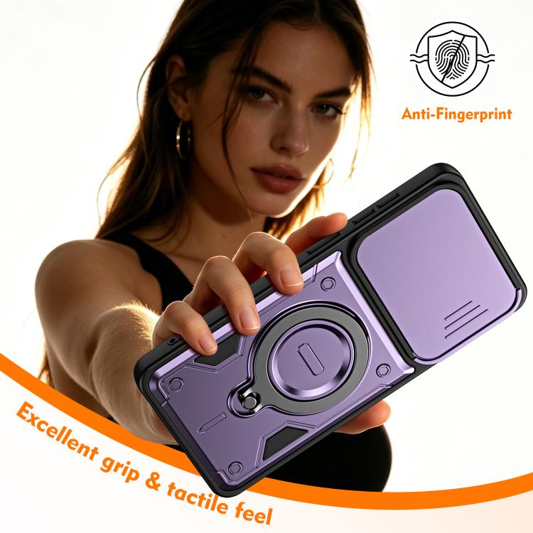 For Galaxy S26 5G Ring Holder Lens Slide Cover Phone Case(Orange) - Image 6