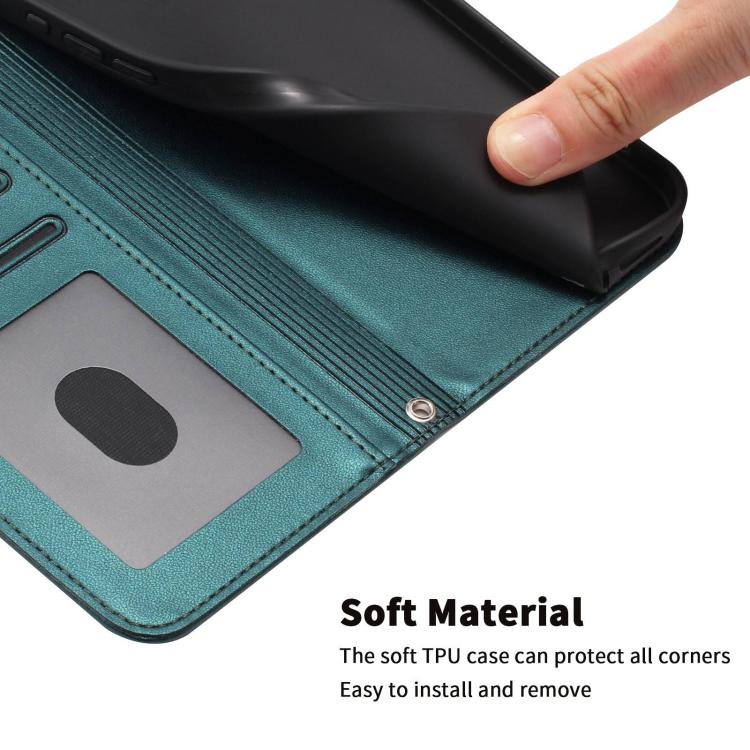 For Galaxy S26 Edge 5G Happy Heart Pattern Magnetic Closure Vegan Leather Phone Case with Wrist Strap(Green) - Image 7